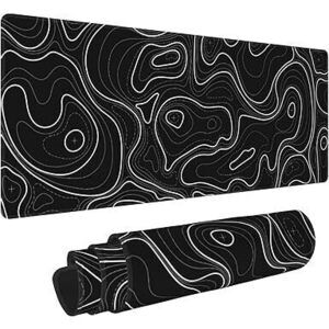 Large Gaming Mouse Pad Black Topographic Contour Mouse Pad Extended Xl Long